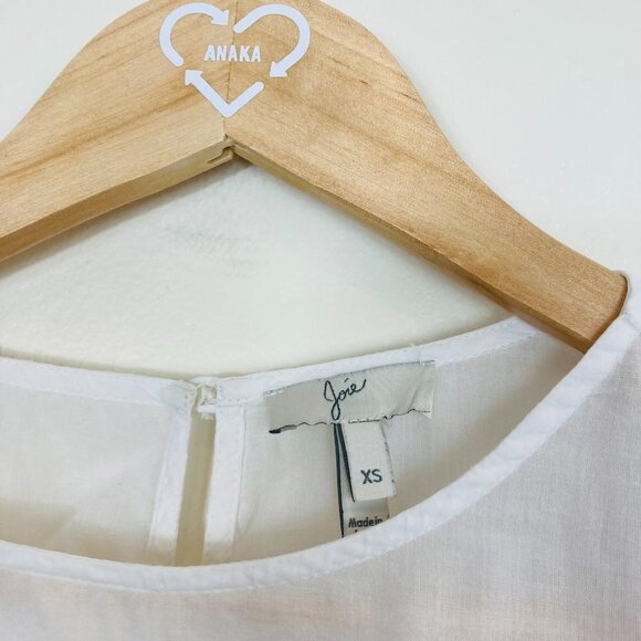 Joie Boho White Semi-Sheer Button-Back Bishop-Sleeved Embroidered Peasant top - Picture 8 of 10